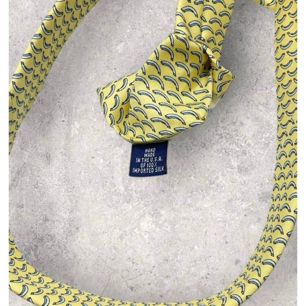 VINEYARD VINES Silk Tie USA Yellow Bow W:3.7" EUC - Picture 3 of 6